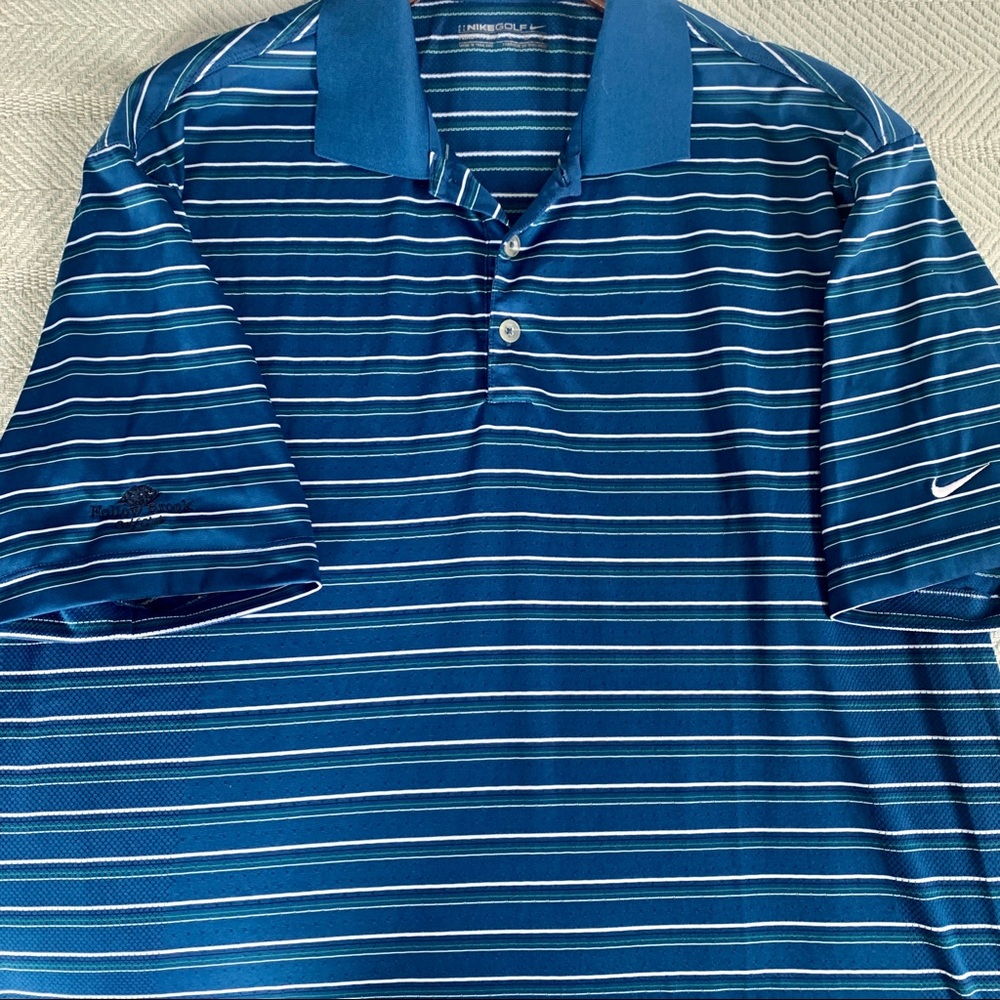 Men’s Nike Golf blue stripe polo, size large